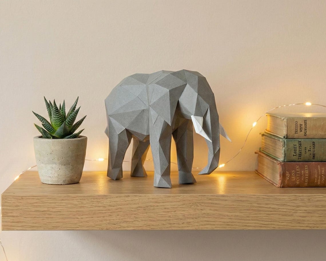 Elephant Paper Model Layout Paper Elephant Papercraft 3D Template - Etsy Australia
