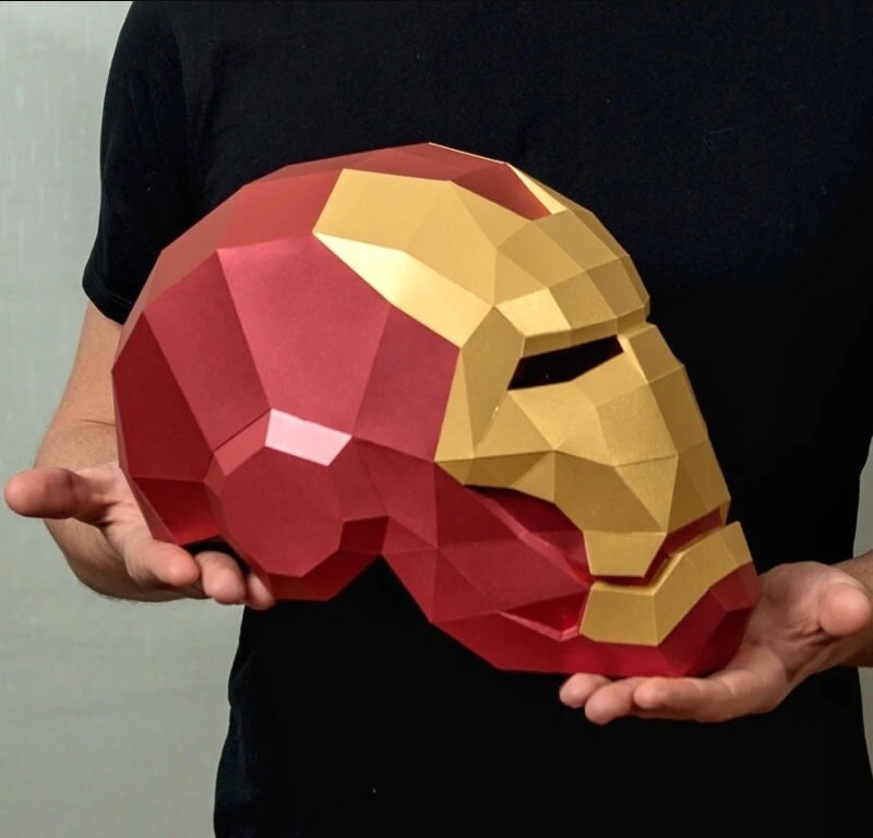 Paper Iron Man Helmet Papercraft 3D Template Etsy Paper Iron Man Helmet Papercraft 3D Template Etsy