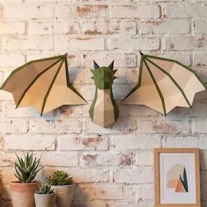 Papercraft Dragon Head: DIY Wall Mount Digital Pattern - Create Your Own Mythical Trophy