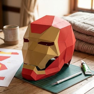 Paper Iron Man-helm Papercraft 3D-sjabloon