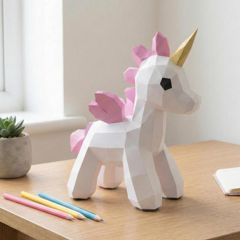 Paper Unicorn Papercraft 3D Template image 1