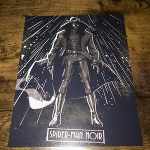 Spider-Man Noir Poster Print | Into the Spider-Verse | 10x8" Poster Print | Deluxe Satin Surface Finish | Premium 250gsm Paper