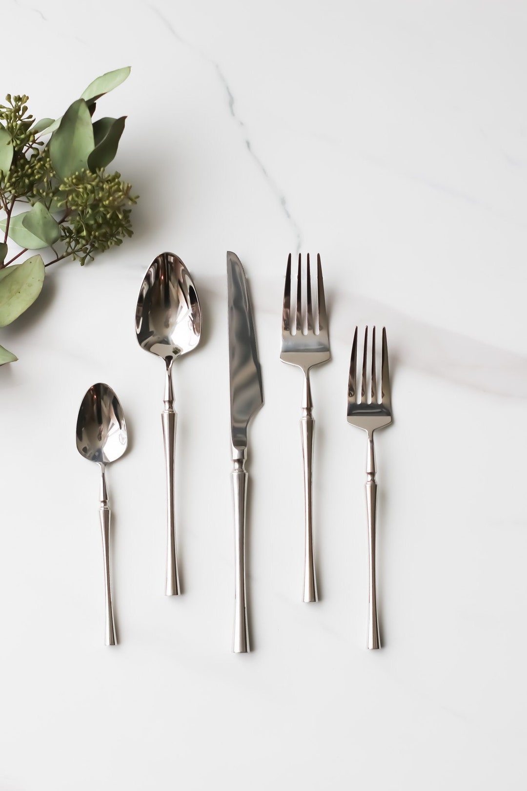 5 Pieces Set MILAN Mirror Silver Flatware