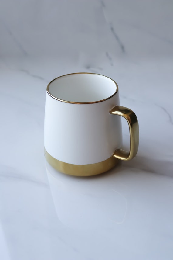Handmade White and Gold Coffee Mug  12 Oz Ceramic Cup | Elegant Tea Cup | Porcelain  Coffee Mug With Gold Rim  Modern Kitchen Gift - Etsy