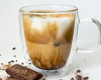 Handmade Double Wall Glass Mug – Insulated Coffee & Tea Cup, 17 oz