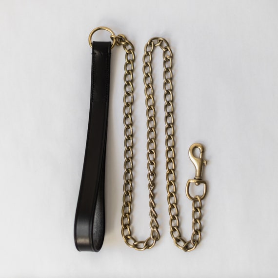 Heavy-Duty Chain Leash with Leather Handle