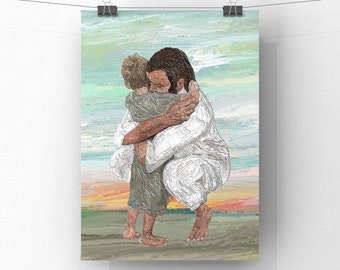Jesus Christ Art Print - Instant Download - Original Artwork - “Held by Him”