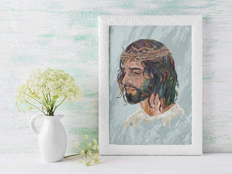 Jesus Christ Fine Art Cardstock Print Original Artwork he Suffered for All Etsy