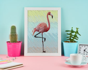 Animal Fine Art - Cardstock Print - Original Artwork - “Flamingo”