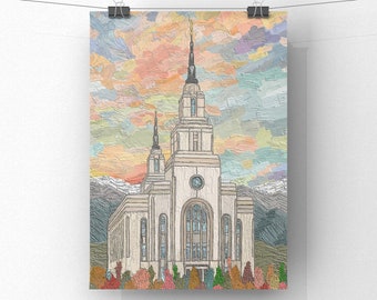 LDS Temple Art Print - Layton Utah Temple - Instant Download - Original Artwork
