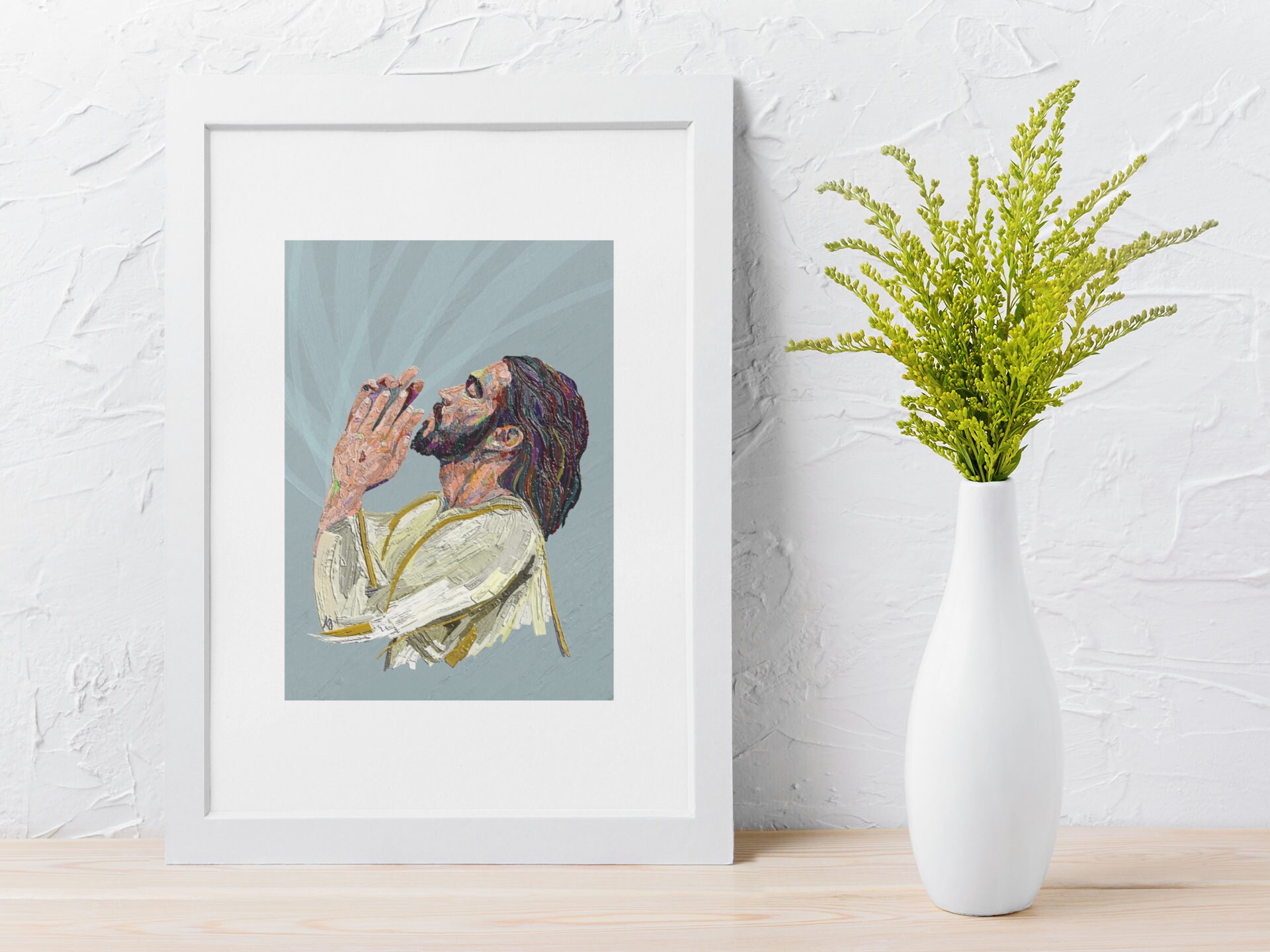 Jesus Christ Fine Art Cardstock Print Original Artwork he Prayed Unto ...