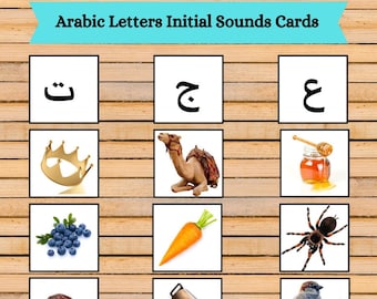 Arabic Alphabet Beginning Sounds Cards: Montessori Printables (PDF)