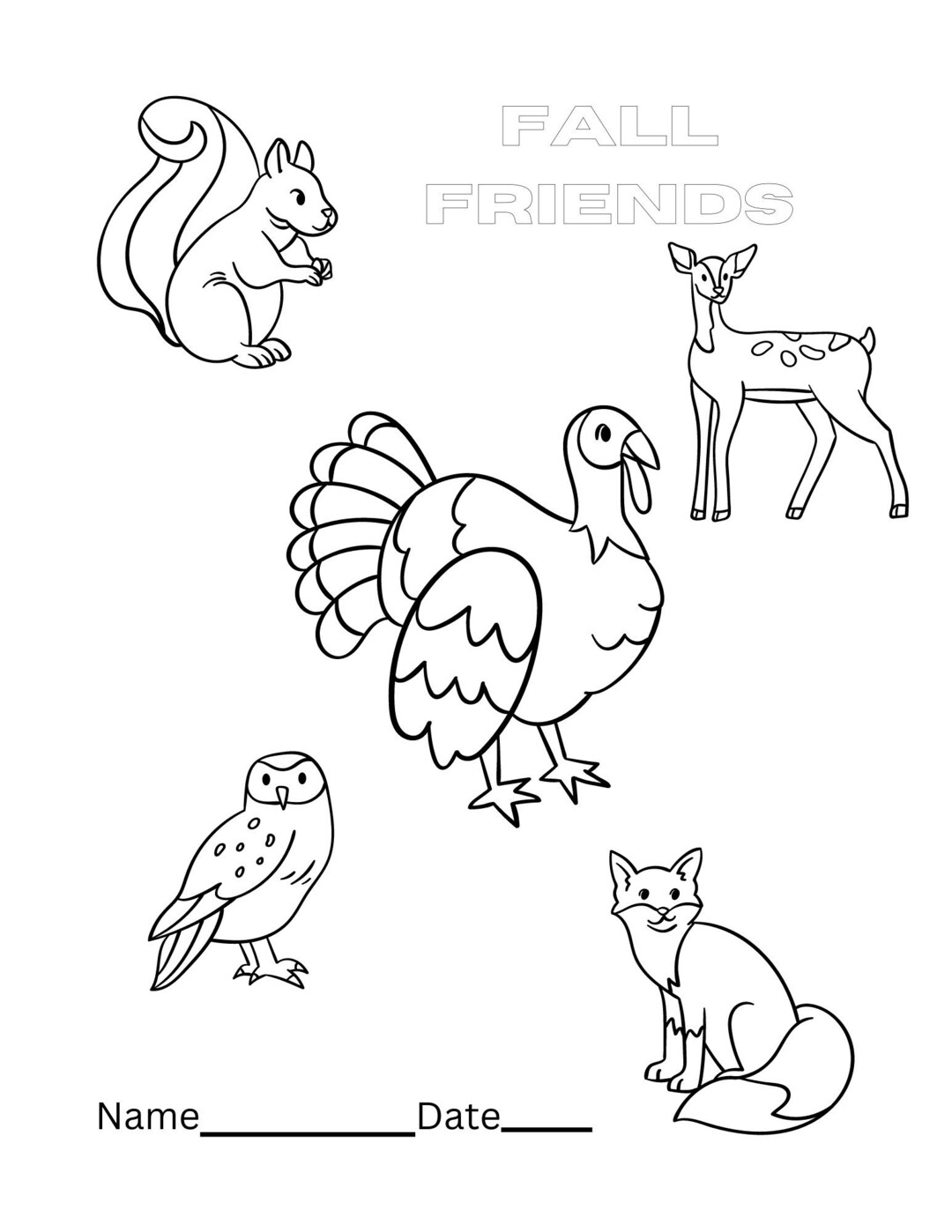 Fall Friend Coloring Page - Etsy