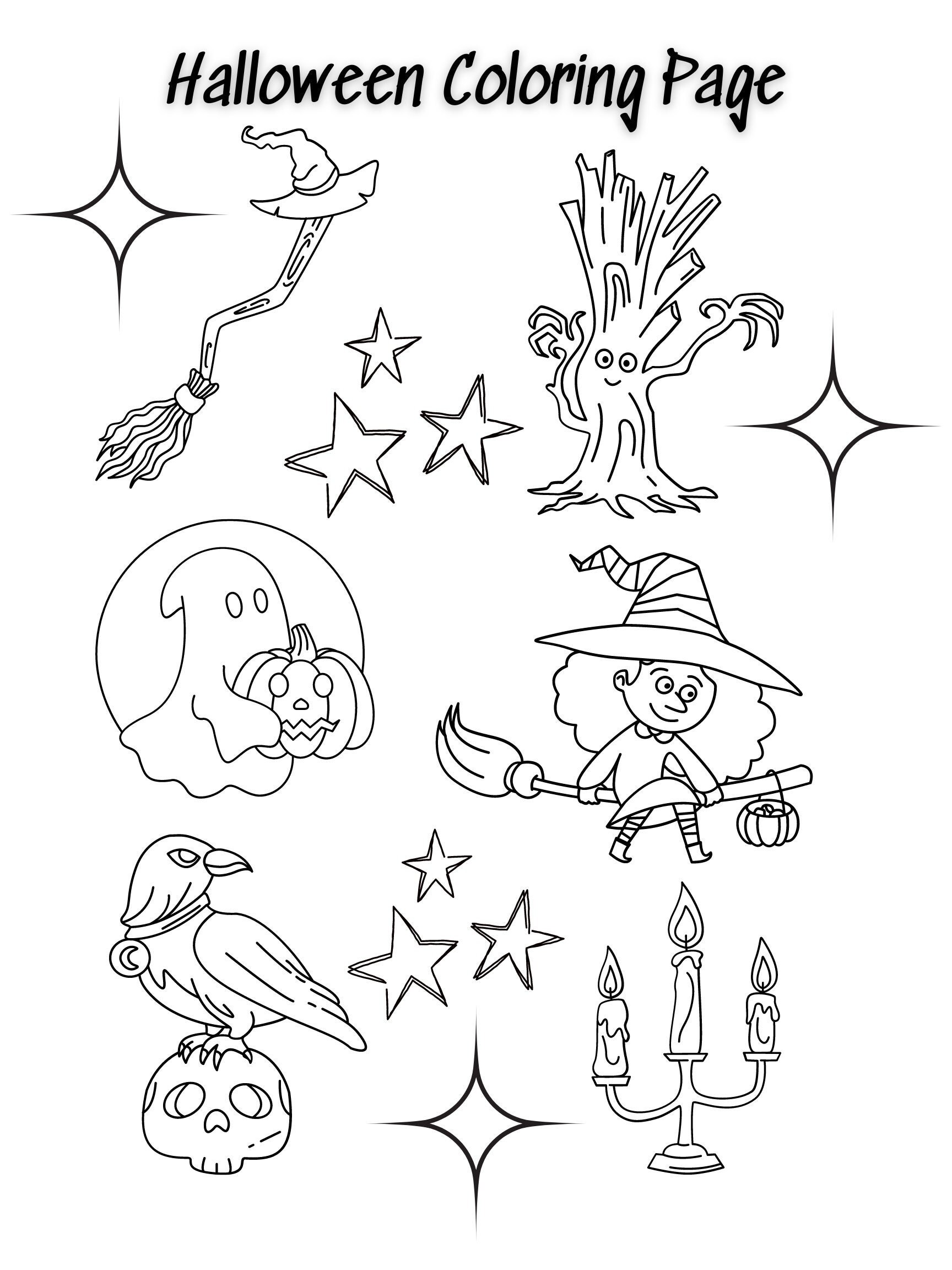 Halloween Coloring Page - Etsy