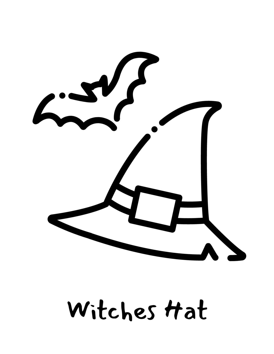 Witches Hat Coloring Page Etsy