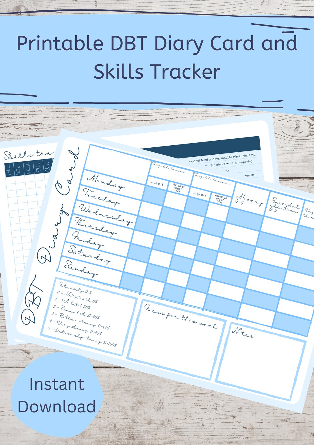 DBT Diary Card Skills Tracker Printable Download - Etsy