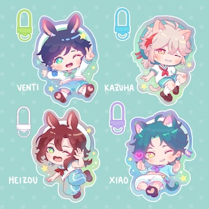 Genshin Venti Xiao Kazuha Heizou Holographic Acrylic Charm