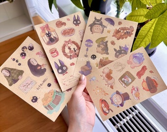 Hoja de pegatinas de papel kraft de Studio Ghibli