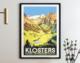 Klosters Suisse Vintage Travel Poster | Canvas Print | Gift Poster | Wall Decor | Print Buy 3 Pay For 2 | Express Shipping