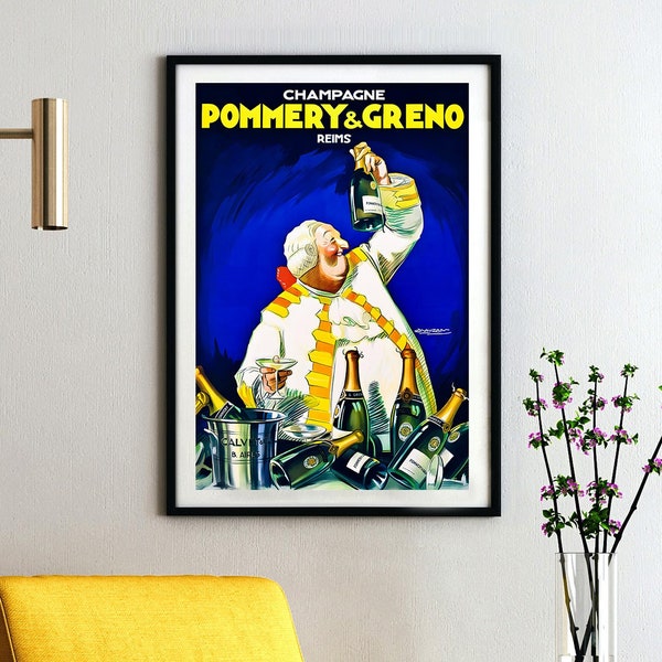 Champagne Pommery et Greno Reims vintage Affiche Food&Drink Par Achille Mauzan | Impression sur toile | Affiche | Décoration murale | Imprimer Acheter 3 Payer pour 2