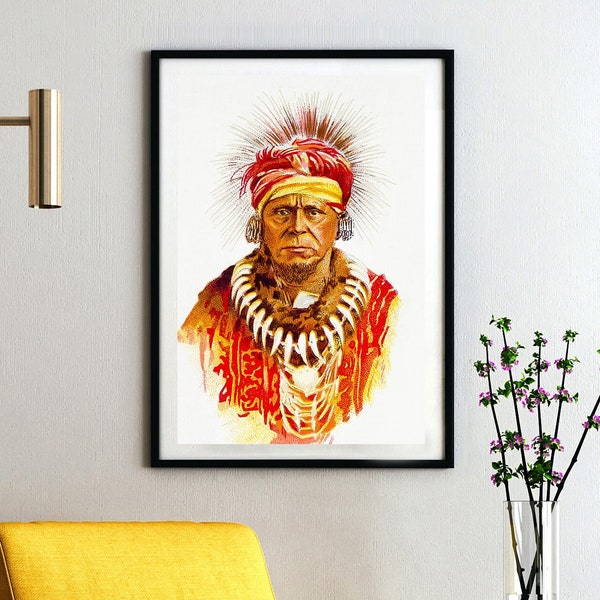 Keokuk Sac and Fox American Red Indian Chief Art Poster | Native American Indian Wall Decor/Canvas Wall Art /Poster Print /Express Shipping