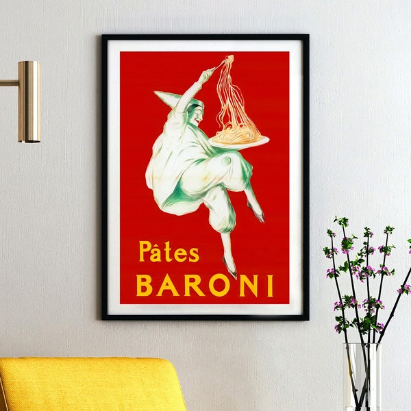 Pates Baroni Pasta (1921) Vintage Food&Drink Poster | Canvas Print | Gift Poster | Wall Decor | Print Buy 3 Pay For 2 | Express Shipping