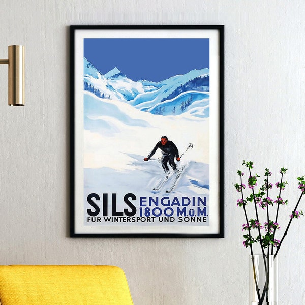 Sils Engadin Suisse Vintage Sport & Ski Poster | Leinwanddruck Poster | Wanddeko | Print Kauf 3 Pay For 2 | Expressversand