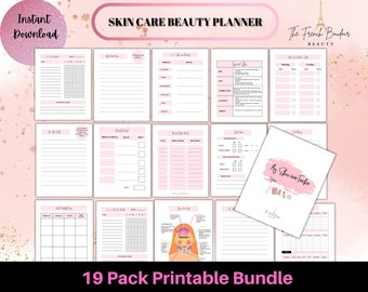 Printable skincare beauty planner, skin care routine tracker, beauty diary journal, daily skin care routine, skin care body planner