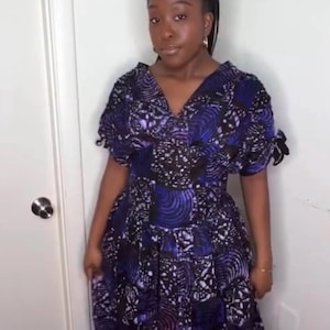 Adire Dress (Purple pattern)