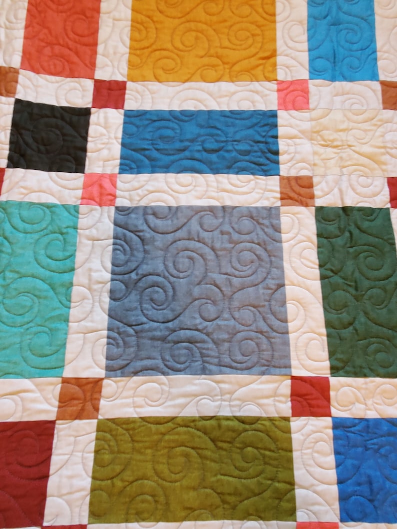 Colorful Block Quilt: Full/queen Size, Hand-bound - Etsy