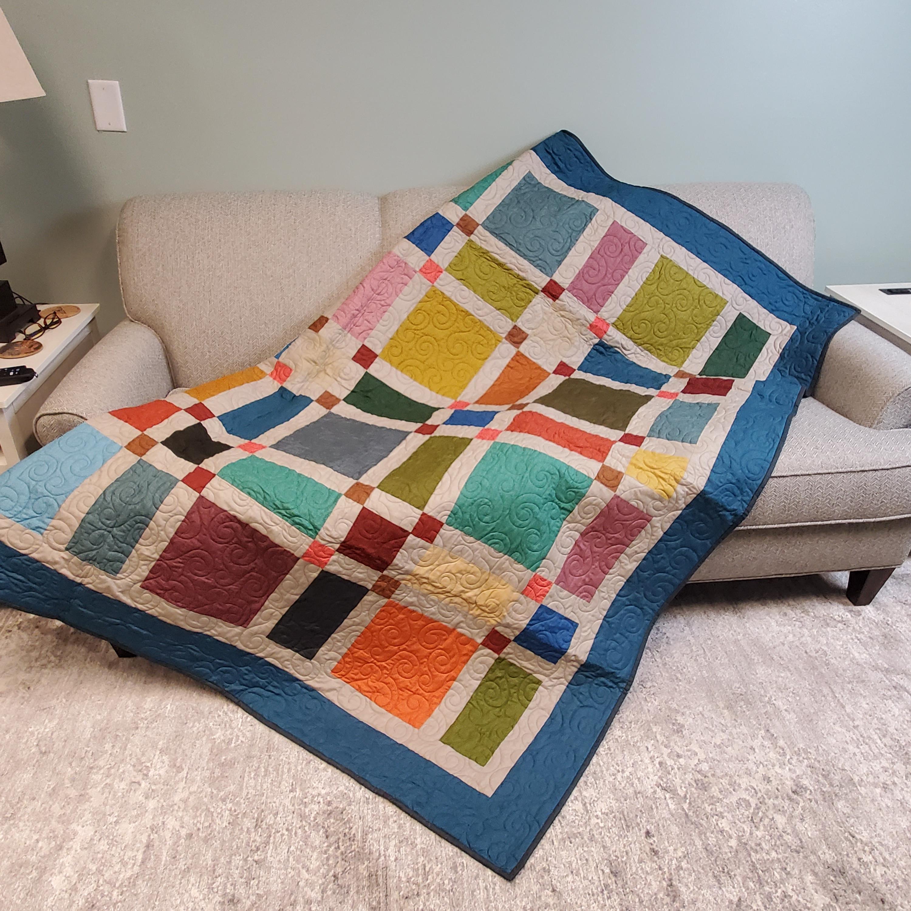 Colorful Block Quilt: Full/queen Size, Hand-bound - Etsy