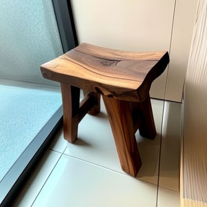 Farmhouse Teak Shower Bench, Side Table, Wood Shower Seat, Wooden Seat Stool for Bathroom, Spa, Garden, Fully Assembled, Bathroom furniture