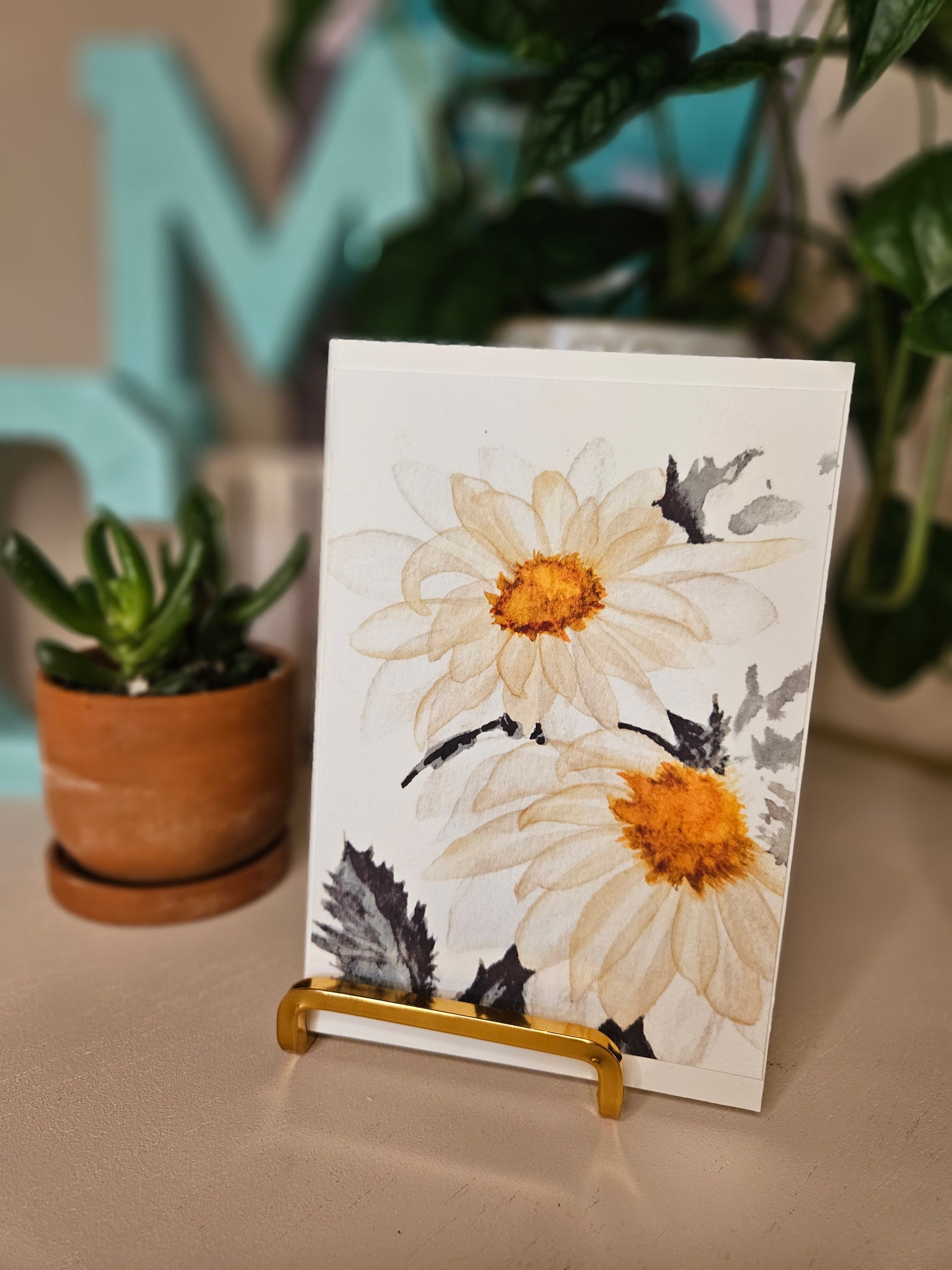 Qty 5 | Hand Painted Daisy Watercolor Print Note Cards W/ Envelopes - Etsy