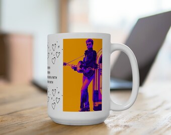George Michael with Hearts Faith Lyrics Ceramic Coffee Mug 15oz