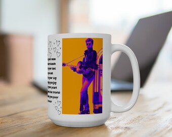 George Michael with Hearts "I'm your man" Lyrics Ceramic Mug 15oz