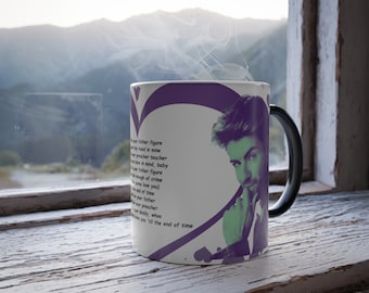 George Michael Father Figure Lyrics Purple Hearts Color Morphing Mug, 11oz
