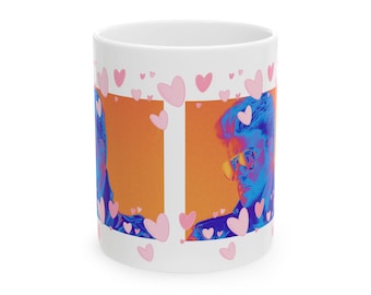 George Michael Pink Hearts Ceramic Mug 11oz