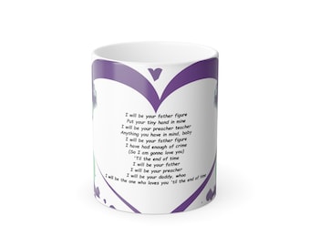 George Michael Father Figure Lyrics Purple Hearts Color Morphing Mug, 11oz