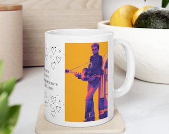 George Michael with Hearts Faith Lyrics Ceramic Mug 11oz