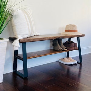 Entryway Bench with shoe rack and metal legs, Entryway Bench, Shoe Rack, Storage Bench, Entryway Bench with shoe storage