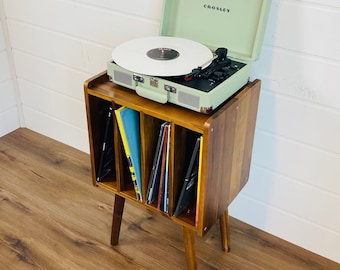 Handmade Wooden Record Player Stand - Vinyl Record Storage