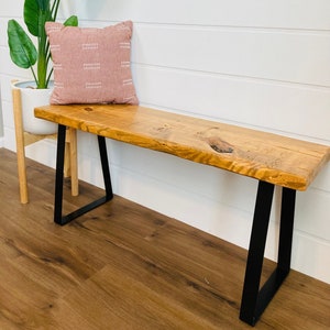 Entryway Bench with Live Edge, Bench, shoe rack, farmhouse decor, storage bench, bench cushion, reclaimed wood image 5