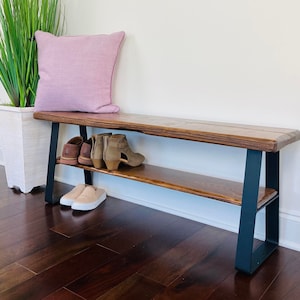 Shoe Rack with Entryway Bench, Handmade Shoe Rack, Entryway Bench, Storage Bench, Entryway Bench with shoe storage, metal bench legs