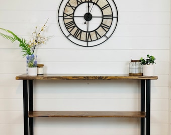 Slim Console Table, Narrow sofa table, handcrafted entryway console table, sofa table with distressed wood, Live edge console table