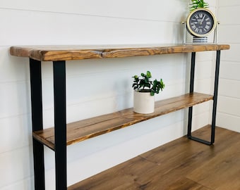 Narrow Console table and sofa table, console table, sofa table with distressed wood, entryway table, Live edge console table