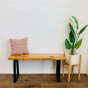 Entryway Bench with Live Edge, Bench, shoe rack, farmhouse decor, storage bench, bench cushion, reclaimed wood image 8