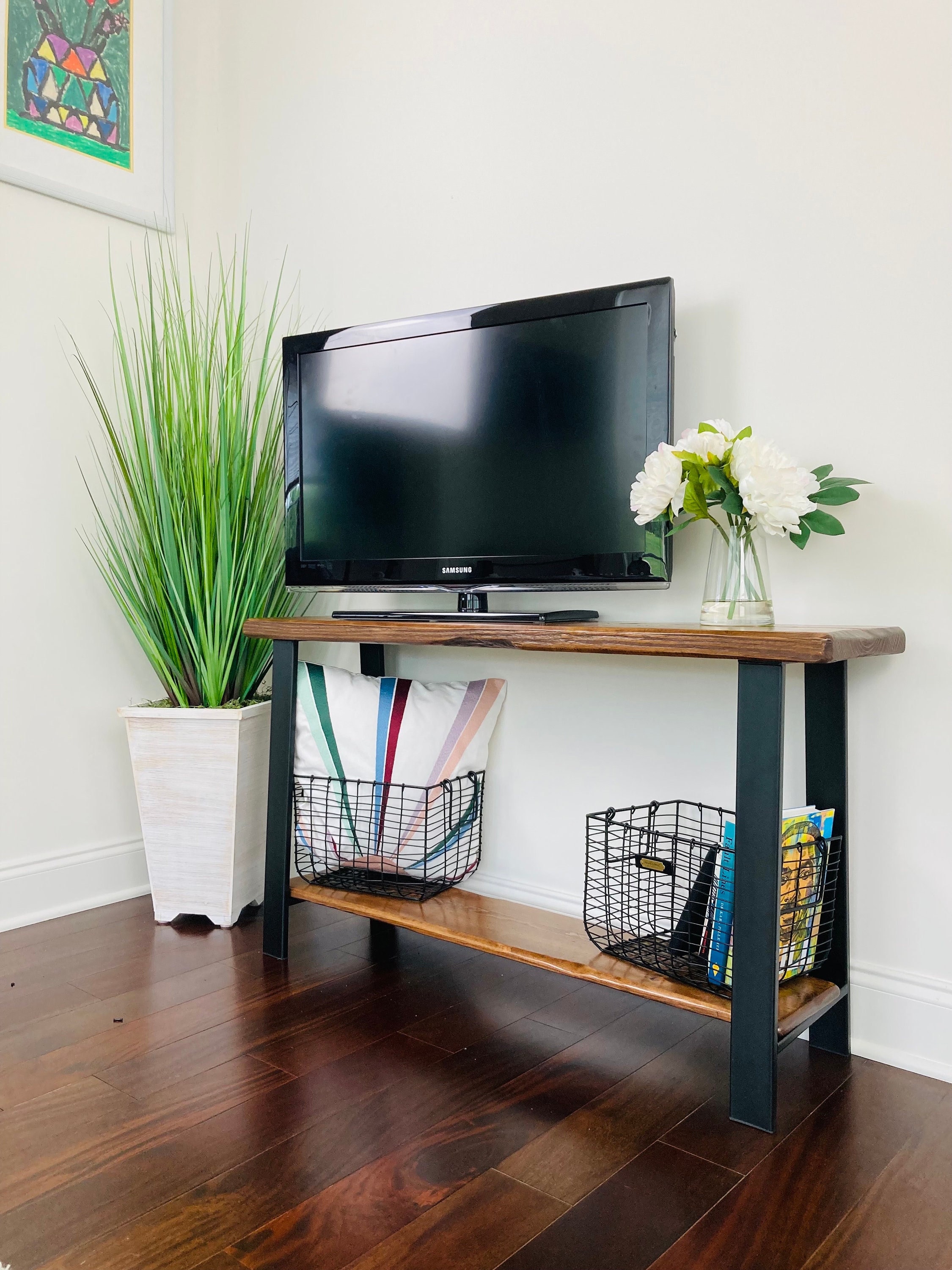 TV Stand Console With Solid Wood TV Stand Media Console With Etsy