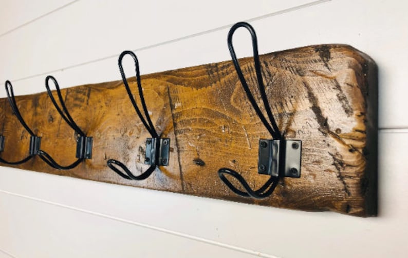 Rustic Farmhouse Coat Rack distressed wood, entryway organizer, bathroom decor, wood coat rack, wall coat rack, coat hook, farmhouse decor image 2