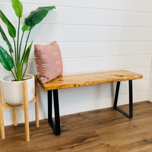 Entryway Bench with Live Edge, Bench, shoe rack, farmhouse decor, storage bench, bench cushion, reclaimed wood image 7