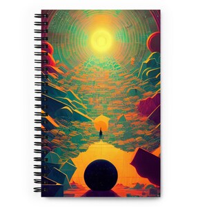 Planetary Geometry Spiral Notebook | Different Artwork on Each Side! | Surrealist Art | Fantasy & Sci-Fi